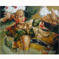 Balinese Dance Painting, Acrylic On Canvas