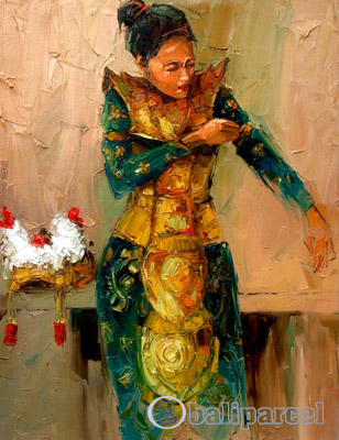 Balinese Dance Painting, Acrylic On Canvas
