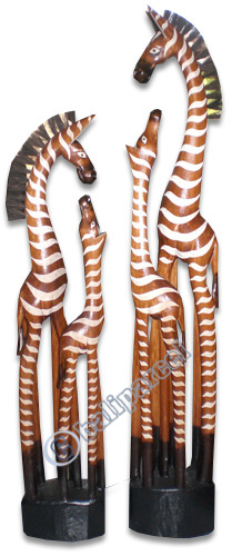 Zebra With Baby, Handmade From Albesia Wood