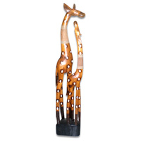 Giraffe With Baby, Handmade From Albesia Wood