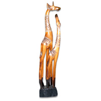 Giraffe With Baby, Handmade From Albesia Wood