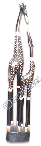 Giraffe With Baby, Handmade From Albesia Wood
