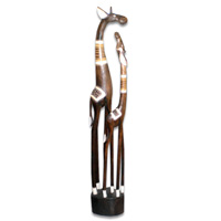 Giraffe With Baby, Handmade From Albesia Wood