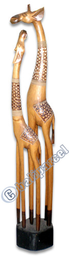 Giraffe With Baby, Handmade From Albesia Wood
