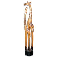 Giraffe With Baby, Handmade From Albesia Wood