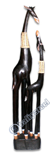 Giraffe With Baby, Handmade From Albesia Wood