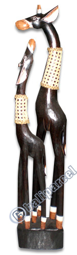Giraffe With Baby, Handmade From Albesia Wood