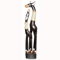Giraffe With Baby, Handmade From Albesia Wood