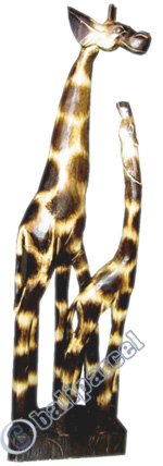 Giraffe With Baby, Handmade From Albesia Wood