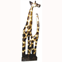 Giraffe With Baby, Handmade From Albesia Wood