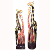 Giraffe With Baby, Handmade From Albesia Wood