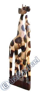 Giraffe With Baby, Handmade From Albesia Wood