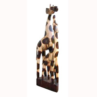 Giraffe With Baby, Handmade From Albesia Wood