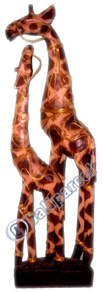 Giraffe With Baby, Handmade From Albesia Wood