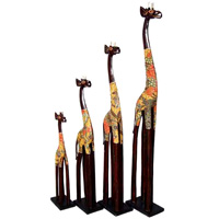 Giraffe With Batik, Handmade From Albesia Wood