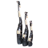 Sitting Giraffes Set Of 3, Handmade From Albesia Wood