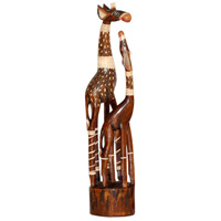 Giraffe With Baby, Handmade From Albesia Wood