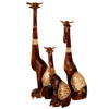 Sitting Giraffes Set Of 3, Handmade From Albesia Wood