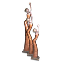 Women Statue Set Of 3, Handmade From Albesia Wood