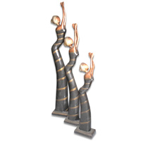 Women Statue Set Of 3, Handmade From Albesia Wood
