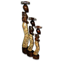 Women Statue Set Of 3, Handmade From Albesia Wood