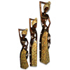Women Statue Set Of 3, Handmade From Albesia Wood