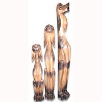Wooden Dog Set Of 3, Handcarved From Albesia Wood