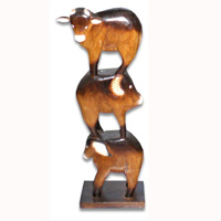 Wooden Mixed Animal, Handcarved From Albesia Wood