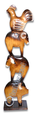 Wooden Mixed Animal, Handcarved From Albesia Wood