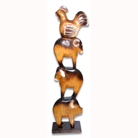 Wooden Mixed Animal, Handcarved From Albesia Wood