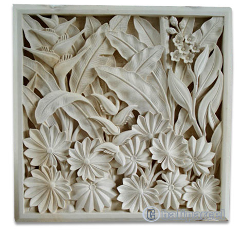 Handcrafted Relief Wall Panel, Handmade From Stone