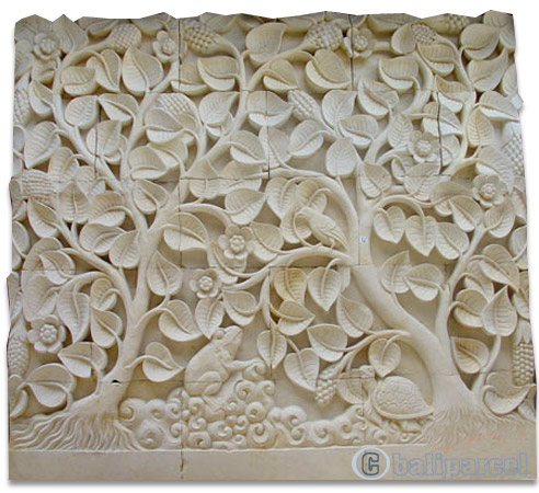 Handcrafted Relief Wall Panel, Handmade From Stone