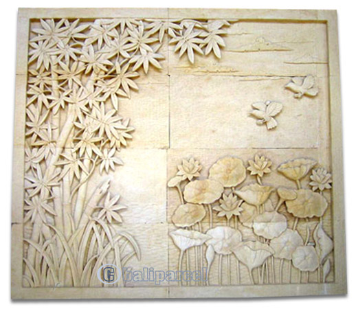 Handcrafted Relief Wall Panel, Handmade From Stone