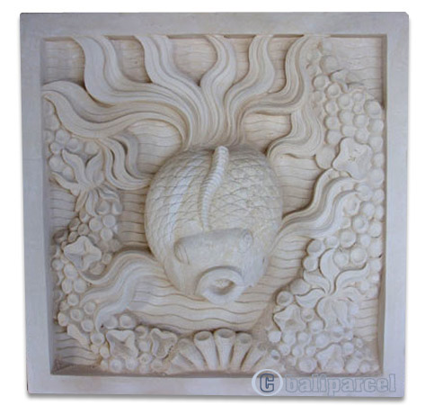 Handcrafted Relief Wall Panel, Handmade From Stone