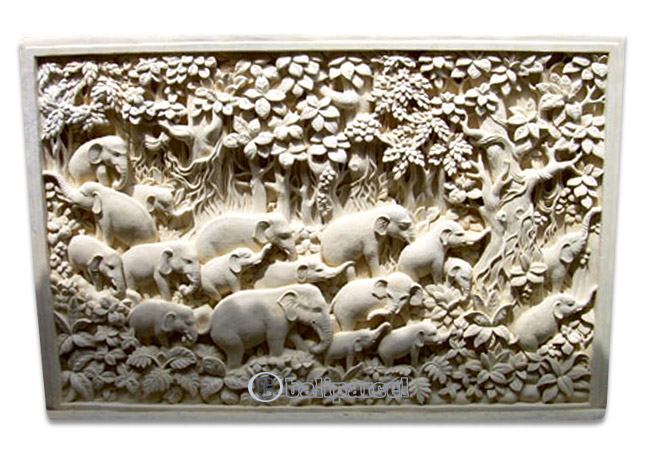 Handcrafted Relief Wall Panel, Handmade From Stone