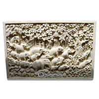 Handcrafted Relief Wall Panel, Handmade From Stone