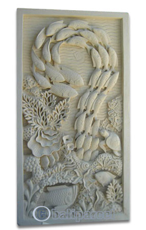 Handcrafted Relief Wall Panel, Handmade From Stone