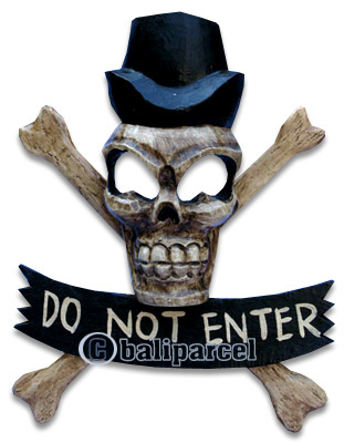 Skull Sign, Handmade From Albesia Wood  