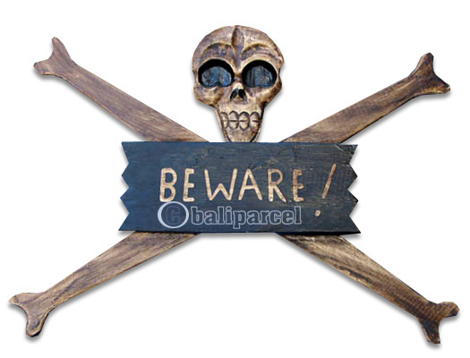 Skull Sign, Handmade From Albesia Wood  