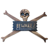 Skull Sign, Handmade From Albesia Wood  