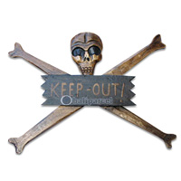 Skull Sign, Handmade From Albesia Wood