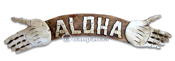 Aloha Sign, Handmade From Albesia Wood