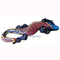 Singel Gecko Dot Art Wall Plaque, Handcarved From Albesia Wood