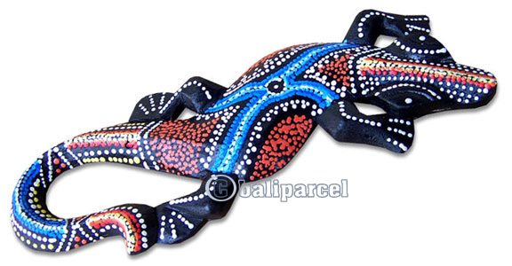 Singel Gecko Dot Art Wall Plaque, Handcarved From Albesia Wood