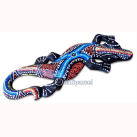 Singel Gecko Dot Art Wall Plaque, Handcarved From Albesia Wood