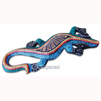 Singel Gecko Dot Art Wall Plaque, Handcarved From Albesia Wood
