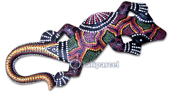 Singel Gecko Dot Art Wall Plaque, Handcarved From Albesia Wood