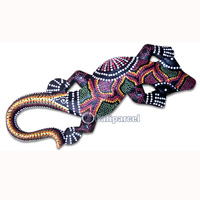 Singel Gecko Dot Art Wall Plaque, Handcarved From Albesia Wood