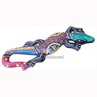 Singel Gecko Dot Art Wall Plaque, Handcarved From Albesia Wood