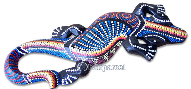 Singel Gecko Dot Art Wall Plaque, Handcarved From Albesia Wood